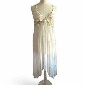Linea Donatella White & Cream Lace Trim Midi Slip – Size L